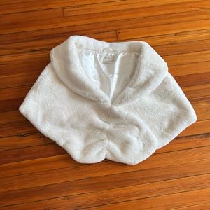 BHLDN  Maxime Satin-Lined Faux Fur Wrap in Ivory